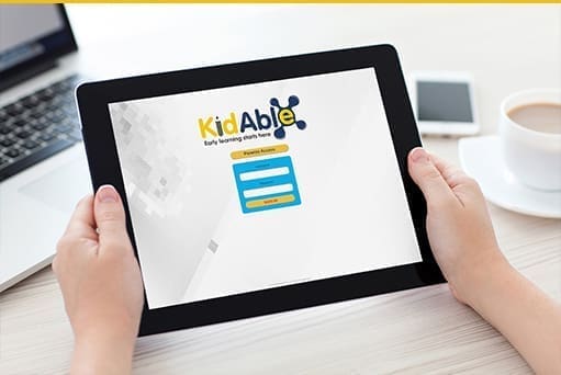 Tablet with KidAble application interface