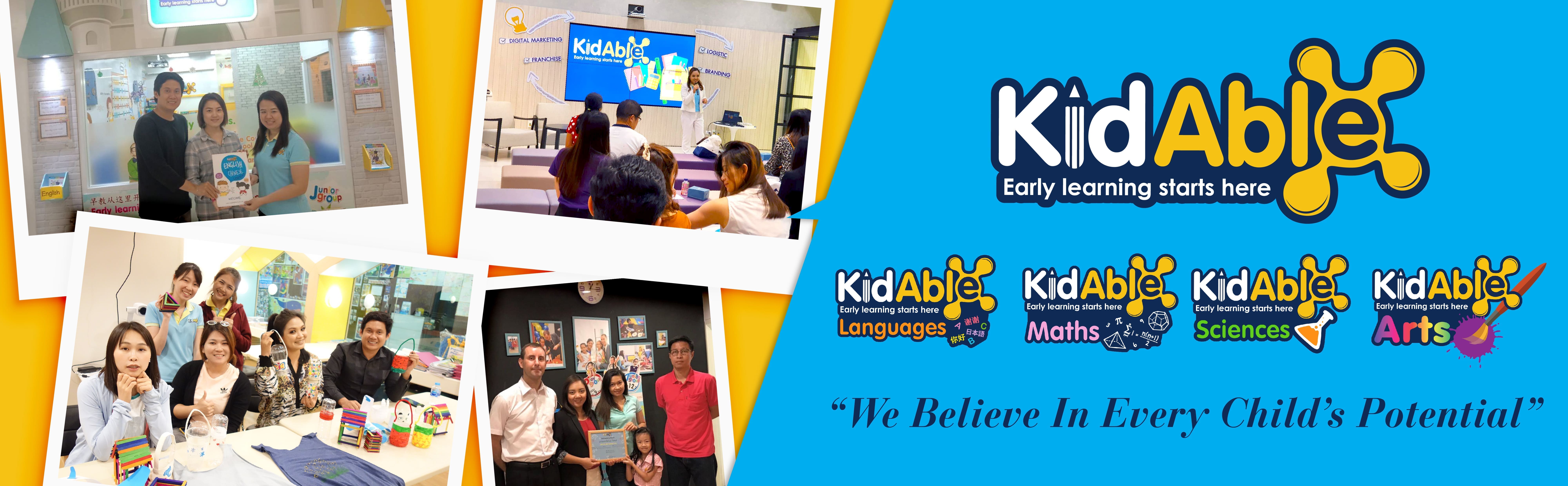 KidAble Franchising Banner - Showcasing KidAble Language, Maths, Sciences, and Arts Programs