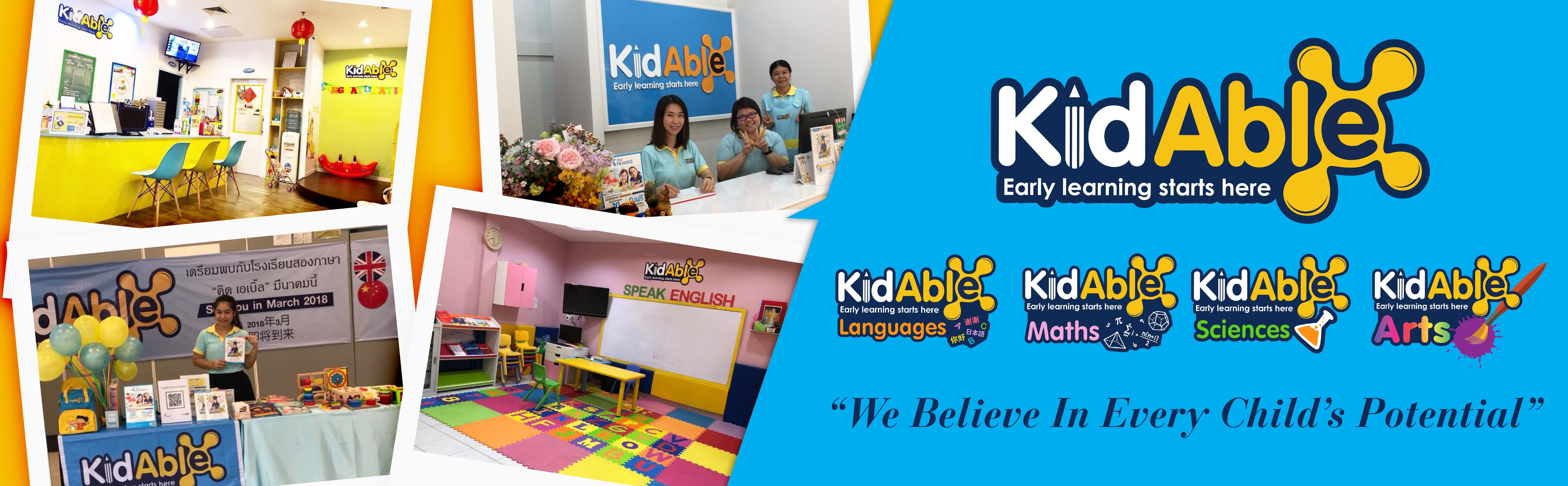 KidAble Franchising Banner - Showcasing KidAble Language, Maths, Sciences, and Arts Programs